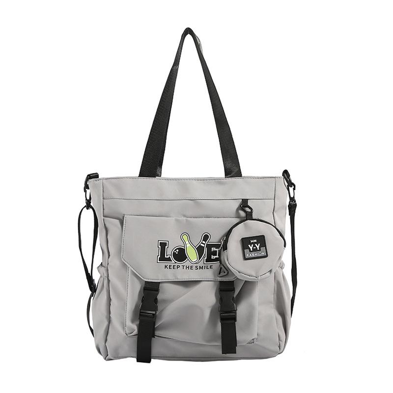 Campus Style Simple Solid Color Large-Capacity Make-Up Bag Student Backpack Leisure Literary Shoulder Bag Hand-Held Schoolbag