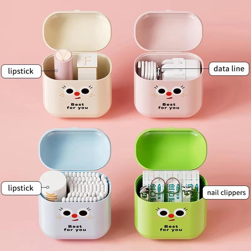 1Pcs Plastic Mini PP Box Storage Box Jewelry Key Coin Box Small Data Cable Organizer Lipstick Storage Box Cute
