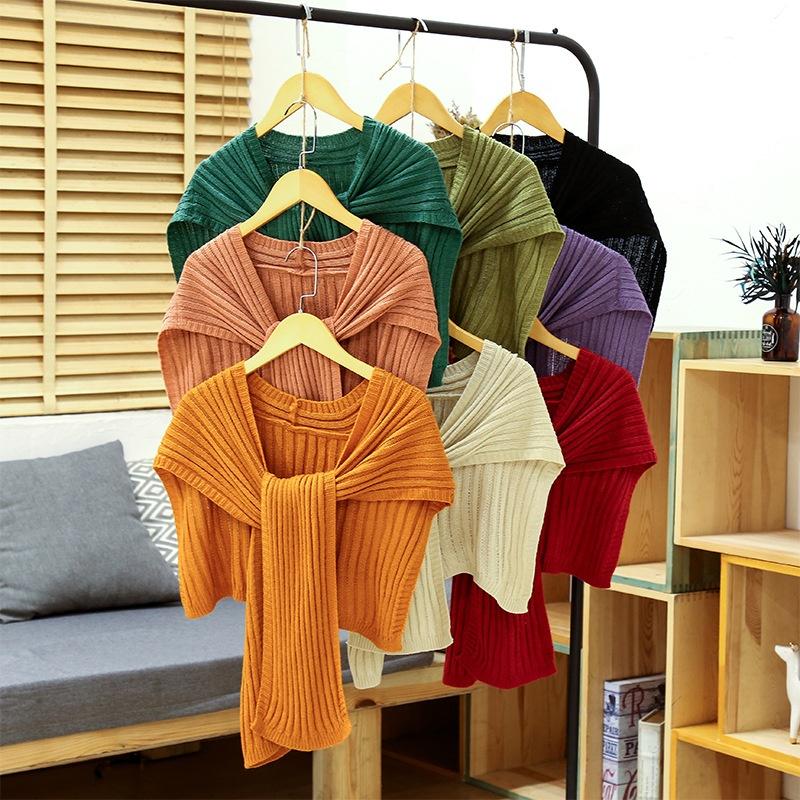 1 шт. Женская элегантная маленькая шаль вязаный шарф завязывающийся на шее шаль