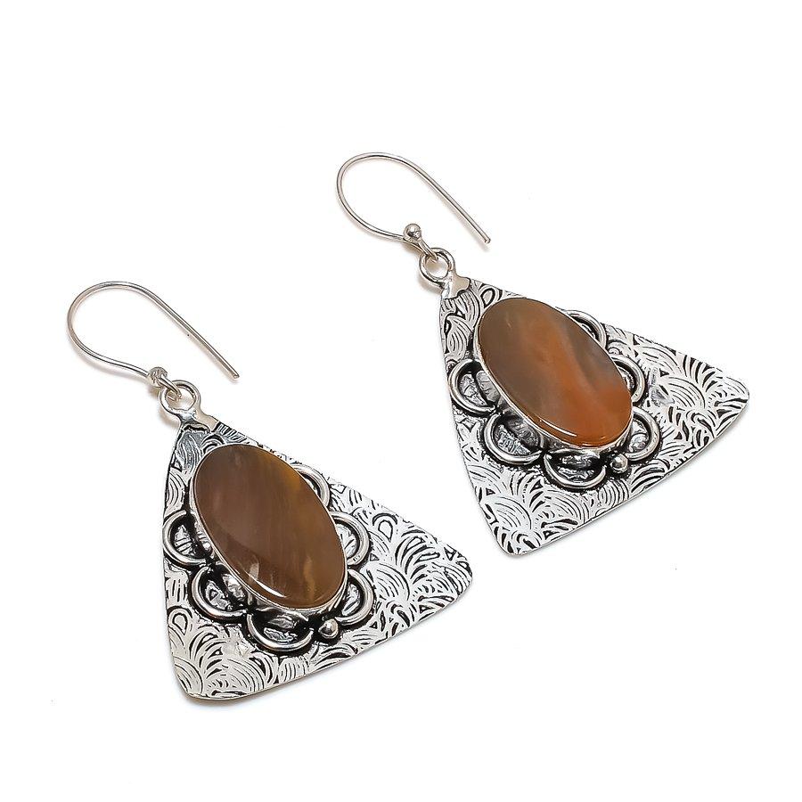 Natural Imperial Jasper Gemstone 925 Sterling Silver Jewelry Earring 1.81" ZS-1335
