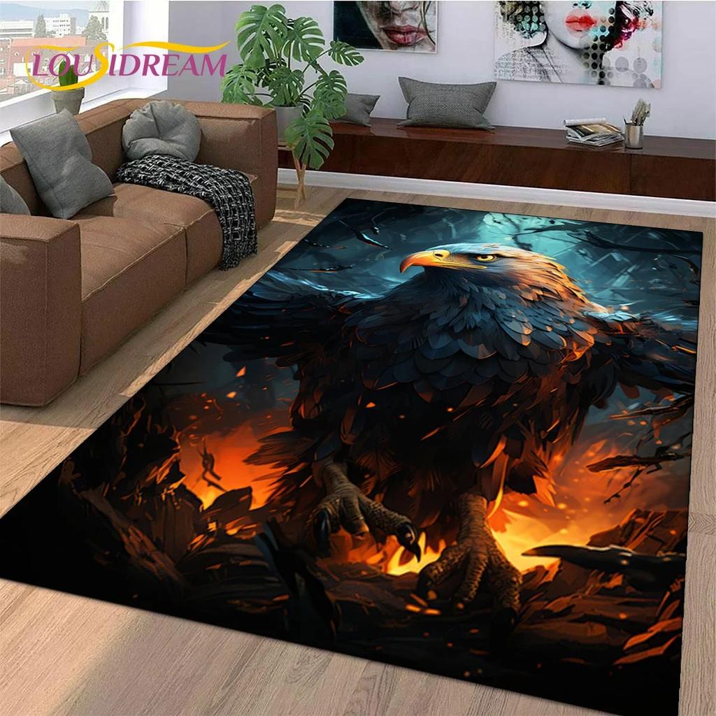 3D Cute Owl Eagle Birds Cartoon Carpet Rug for Bedroom Living Room Home Sofa Decoration,Children Game Large Decor Floor Mat Gift