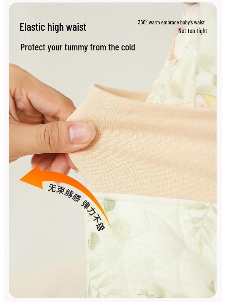 High Waist Cotton Blend Baby Warm Pants for Boys & Girls - Belly Protection Underwear for Spring, Autumn, Winter