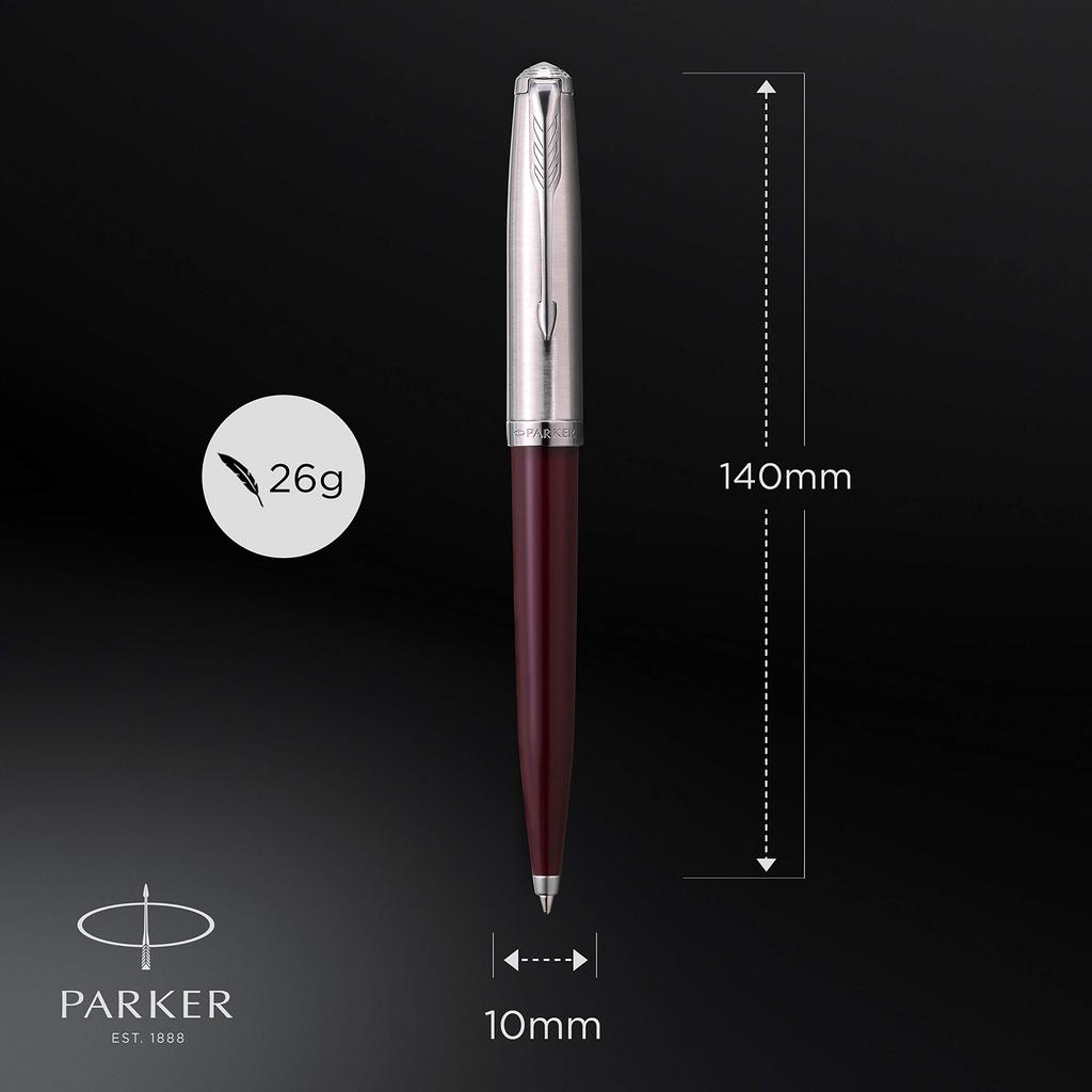 Parker Шариковая ручка 51 Бордовый CT Средний стержень На масляной основе Подарочная коробка Оригинальный импортный продукт 2123500Z