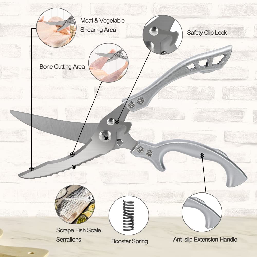 Кухонные мощные ножницы для куриных костей, ножницы для резки курицы, утки, рыбы, ножницы из нержавеющей стали, весы, чистые ножницы для повара, нож