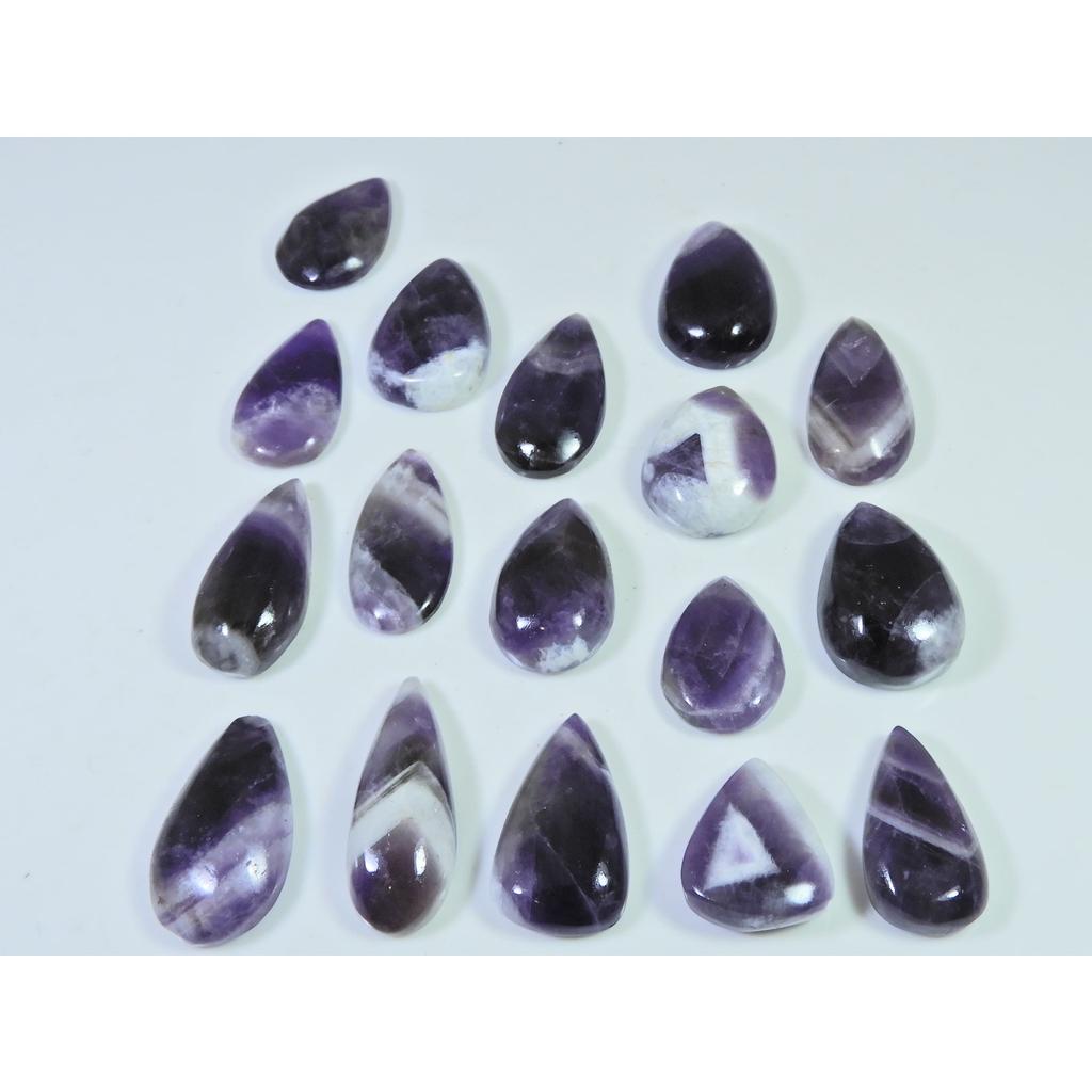310Cts. Natural Amethyst Lace Agate Pear Cabochon Loose Gemstone 17 Pcs Lot C-812