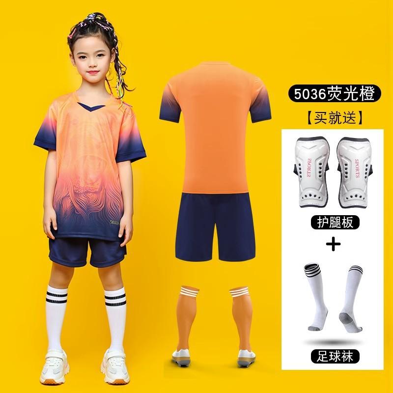 Kids Soccer Jersey Set With Printed Design Boys Training Uniform Sportswear Football Practice Match