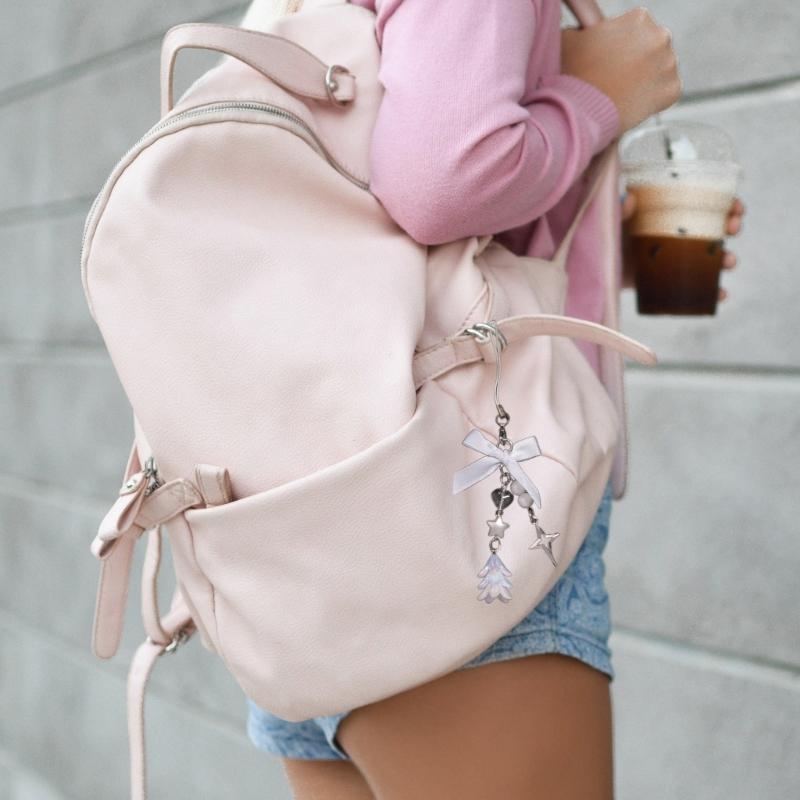 Stylish Butterfly Bag Charm Trendy Bowknot Keychain Phone Charm Keyrings Cool Keychain Acrylic Material for Party Daily