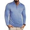 Men's Solid Color Button Lapel Long Sleeve Top Men's Casual Fashion Long Sleeve Top