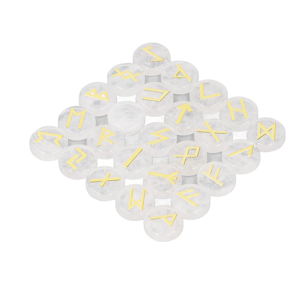 25 Pieces Round Rune Stones Engraved Symbol Stone Set for Yoga Meditation and Holiday Present