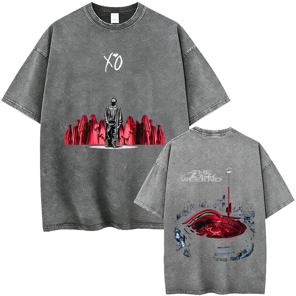 Rapper The Weeknd The After Hours Tour 2026 Washed Vintage T Shirt Men Women Hip Hop Fashion Pop Music Tshirt Mens Streetwear