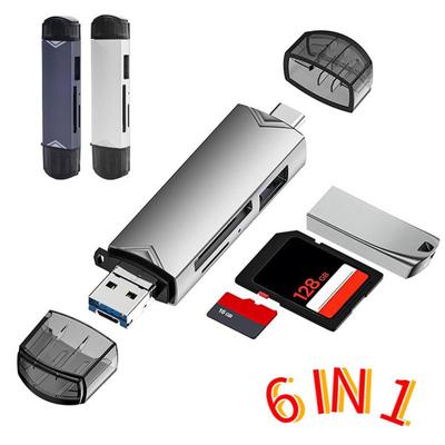 Многофункциональное устройство чтения карт памяти 6 в 1 USB 3.0 Type C/Micro USB/TF SD, USB Flash Smart OTG адаптер для телефона, ноутбука, камеры Macbook