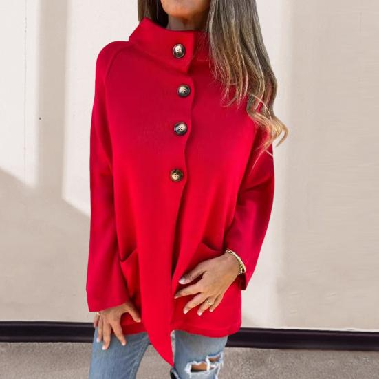 Зимняя женская трикотажная куртка с воротником-лацканом, однобортный кардиган с длинными рукавами, верхняя одежда с карманами, теплое, сохраняющее тепло пальто для поездок на работу