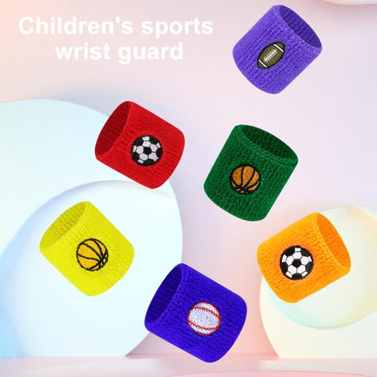 2 шт. детский спортивный браслет с мячом и вышивкой, эластичный, дышащий, впитывающий пот, для мальчиков и девочек, вязаный баскетбольный, волейбольный, защитный браслет для запястья