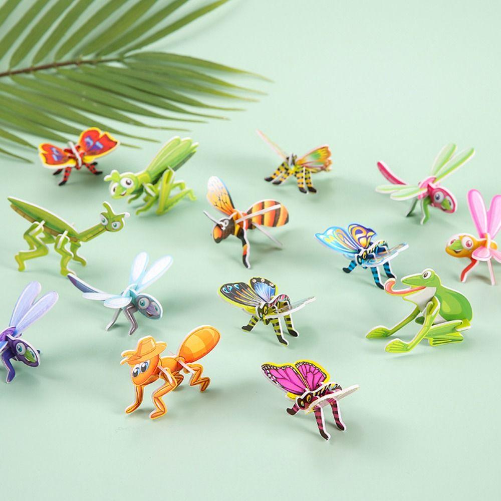 10pcs Cognition DIY Handmade Paper Card 3D Cartoon Insect Paper Mode  Kids Birthday