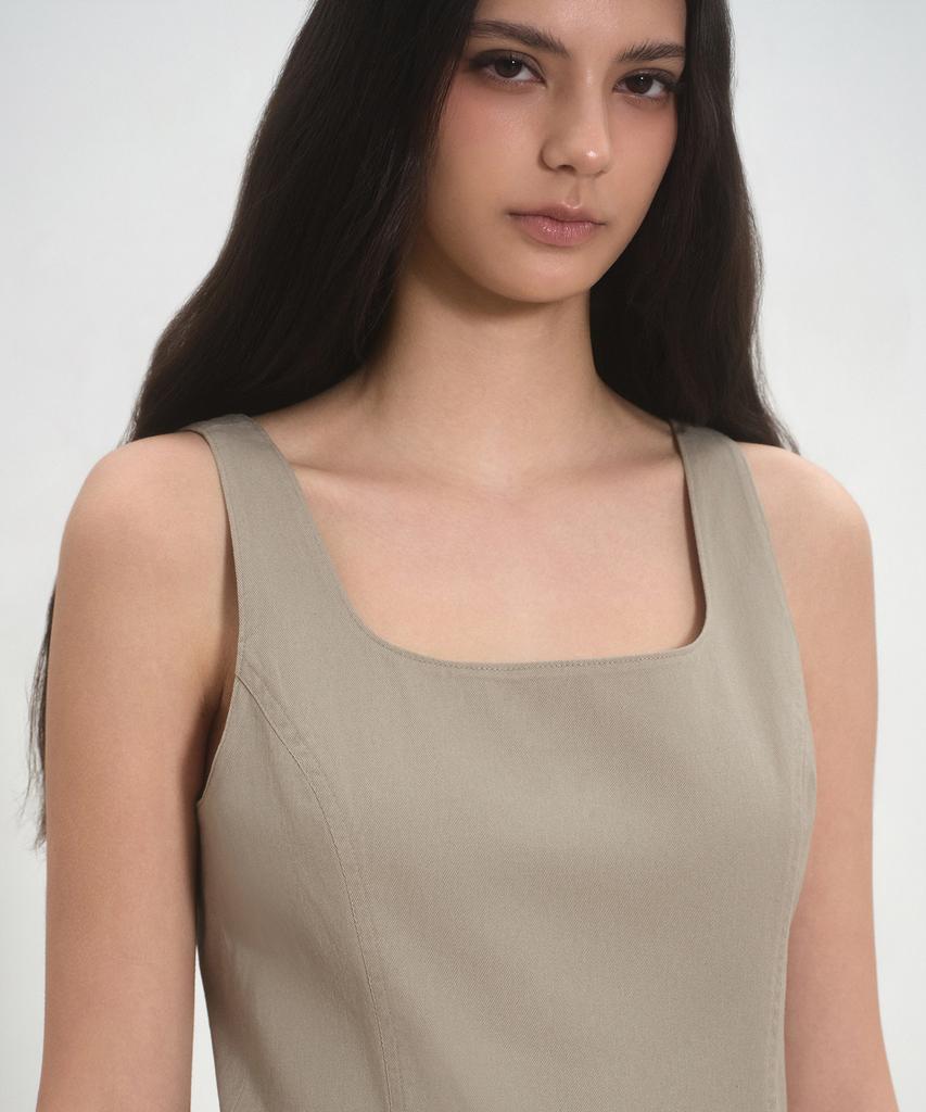 Musinsa Standard Woman Women'S Cotton Flare Mini Dress [Grayish Beige]