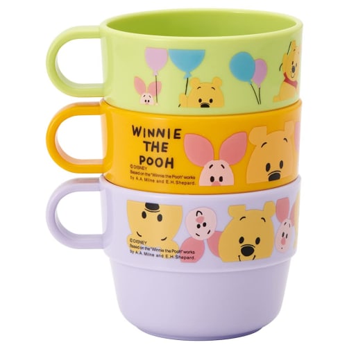 Skater Children's Stacking Cups, Set of 3, Disney Winnie the Pooh Design, Made in Japan, KS31-A