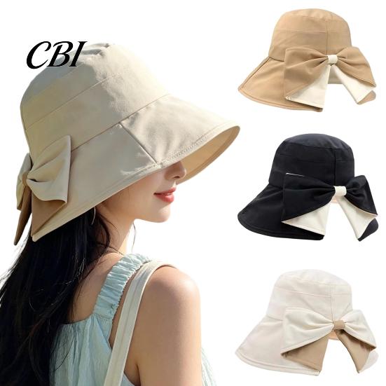 Women Sun Hat With Bow Summer Hat, Rear Bowknot Wide Brim Cycling 360 Face And Neck Protection Degree UV Fisherman for Outdoor Hiking Packable