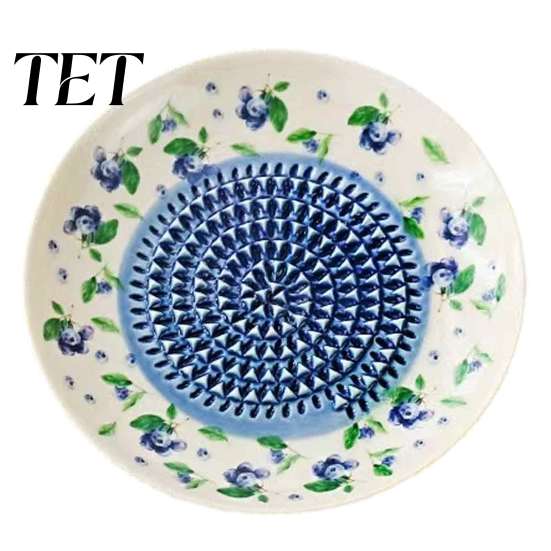 Tomato Grater Plate Ceramic Garlic Plate, Fruit Print Ginger Cheese Manual Grinder, Safe Grinding Disc Multi-function Kitchen Mincer Dish for