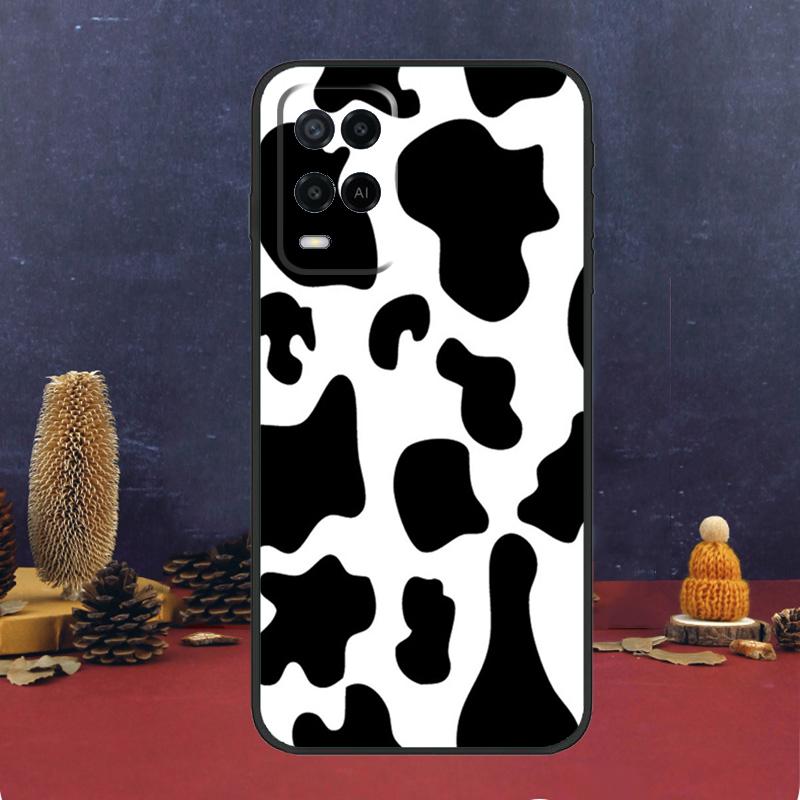White Black Cow Print Case For OPPO A54 A74 A94 A98 A78 A79 A16 A76 A96 A5 A9 A17 A77 A15 A52 A72 A53 A57S Cover