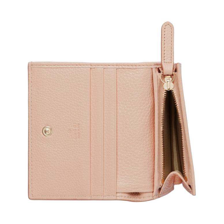 Gucci GG Emblem Embossed Logo Snap Closure Leather Mini Wallet Women wallet Light-Pink 815901-AAEEM-6802