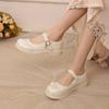 New Girls Hanfu Shoes Comfortable Thick-soled Non-slip Rubber Sole Buckle Single Shoes Wear White Children's Princess Shoes In All Seasons