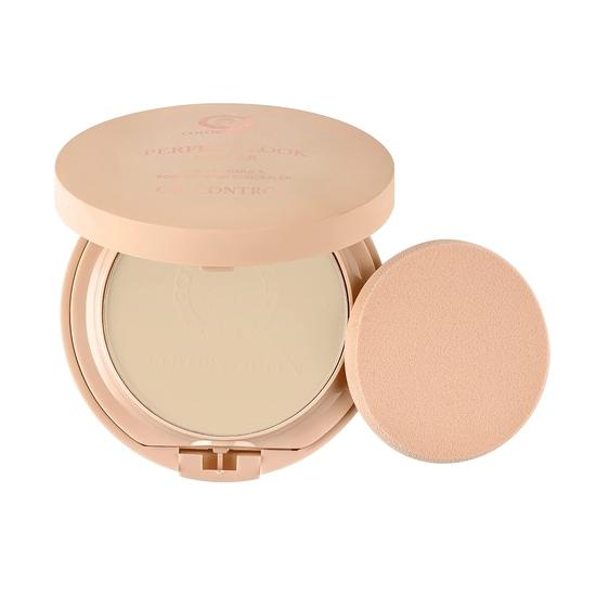 Colors Queen Perfect Look Matte Compact Powder 01 Ivory, 18g, 2-in-1 Base Concealer, Oil Control Waterproof Lightweight Face Makeup for Women