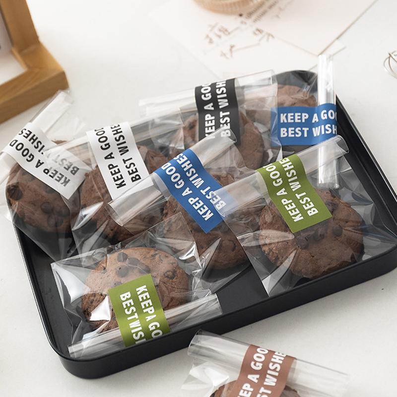 100 шт. прозрачные пластиковые пакеты для упаковки конфет, леденцов, печенья, наклейки, этикетки, рождественские подарочные коробки, свадьба, день рождения, вечеринка