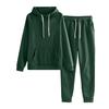 2 Pcs/Set Women Hoodie Pants Suit Solid Color Plush Long Sleeves Thick Top Elastic Waist Ankle-banded Trousers Sport Fitness