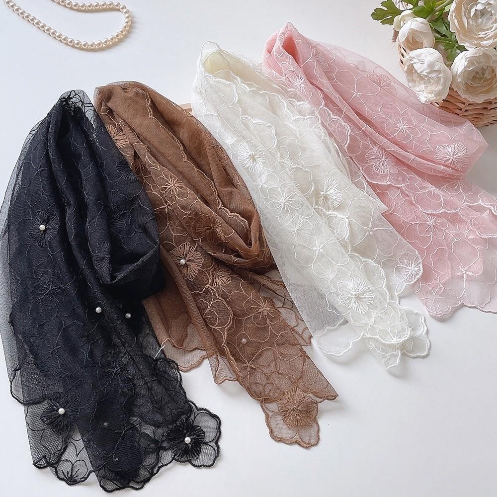 Embroidered Flower Dresses Shawls Elegant Female Headscarf Women's Lace Scarf Shawl  for Women