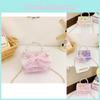 Stylish Pearl Handheld Shoulder Bag For Girls In Pink Beige And Purple With Bow Pattern
