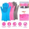 Dishwashing Cleaning Gloves Magic Silicone Rubber Dish Washing Gloves for Household Sponge Scrubber Kitchen Cleaning Tools