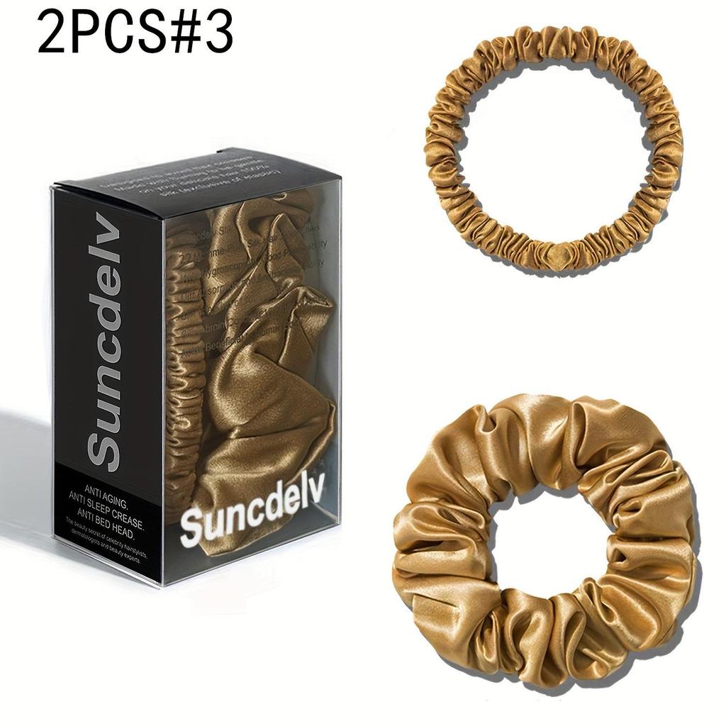 2 шт. 100% натуральный шелк однотонные резинки для волос высокого качества резинки для волос 22Momme женские большие повязки для волос аксессуары для волос маленькие+большие