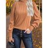 Long Sleeved O Neck Women Fit Stripe Pullover Warm Solid Color Casual Loose Warm Blouse Autumn Winter Female Comfortable Clothes