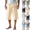 Мужские летние свободные повседневные спортивные брюки, универсальные пляжные брюки из хлопка и льна, брюки с несколькими карманами