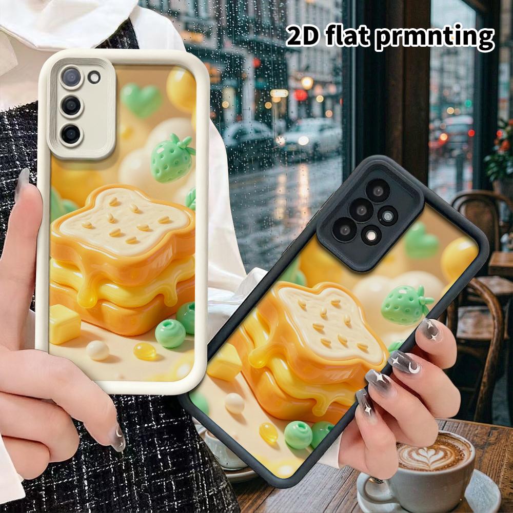 Phone Case: 2D flat design suitable for Samsung Galaxy A34 A35 M05 M06 S20 S22 S21 FE Plus 5G protective case, toast bread, perfect Christmas and Hall
