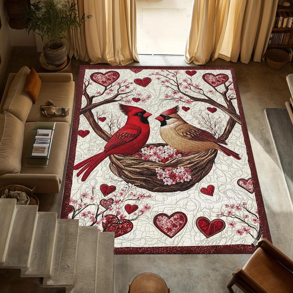 Valentine's Day Carpet Highland Cow Cat Love Printed Decorative Door Mat Entrance Living Room Bedroom Festive Atmosphere Rug