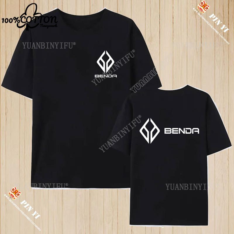Harajuku Benda Motorcycle Logo printed T-shirt 100%Cotton top Unisex shirt short sleeve O-neck Loose Street Fashion