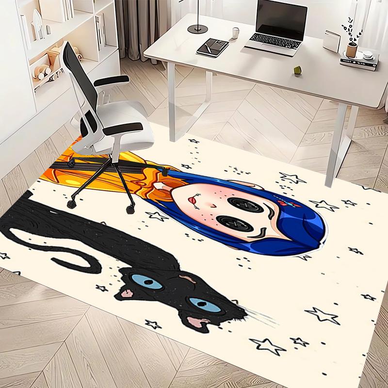 1pc Coraline Print Area Rug - Soft, Washable Non-Slip Indoor Mat, Living Room, Home Office Decorative Rug,Office Decorative