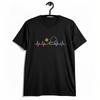 Rainbow Heartbeat Pickleball Paddle Graphic Unisex Cotton T Shirt Cool Pickleball Player Tee Summer Outdoor Sport Casual Tops Gift