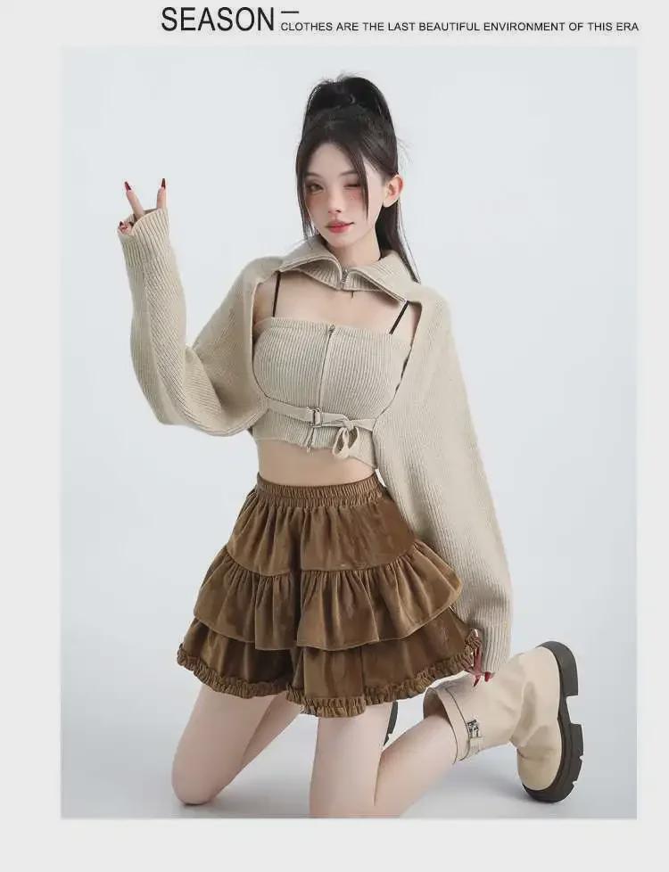 Юбка А-силуэта из бархата в балетном стиле с завышенной талией и оборкой по низу для женщин