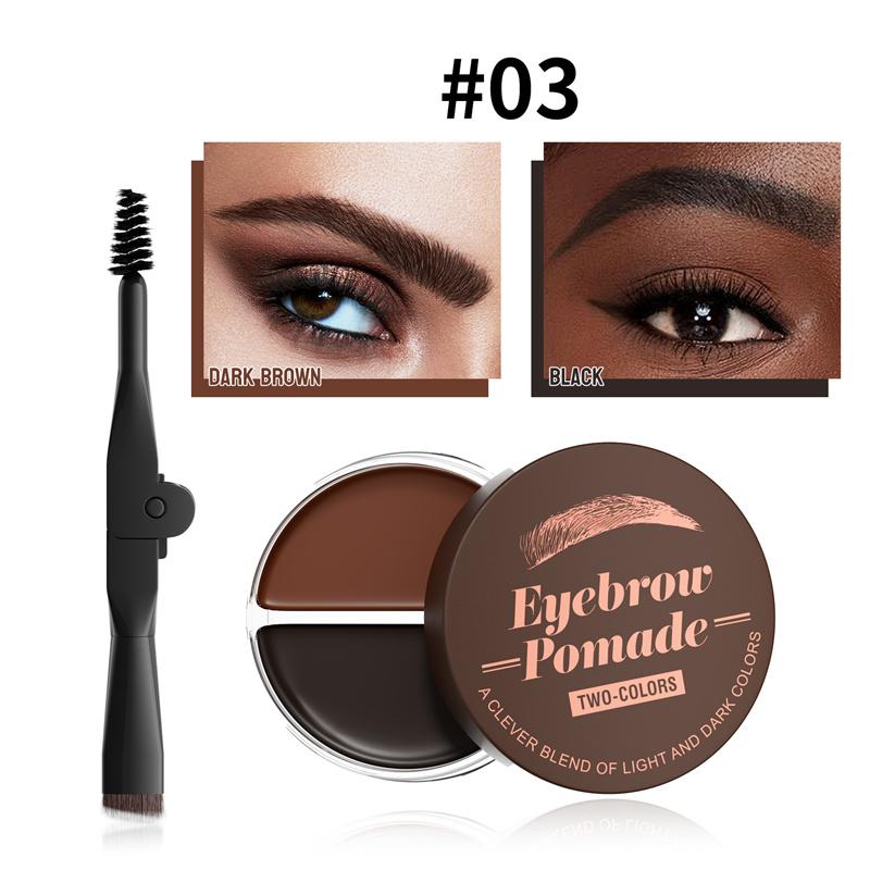 Two-tone Waterproof Natural Mud Brow Paste Eyebrow Gel Bushy Wild Brows for Perfect Eyebrow Shape with Eyebrow Brush Inside