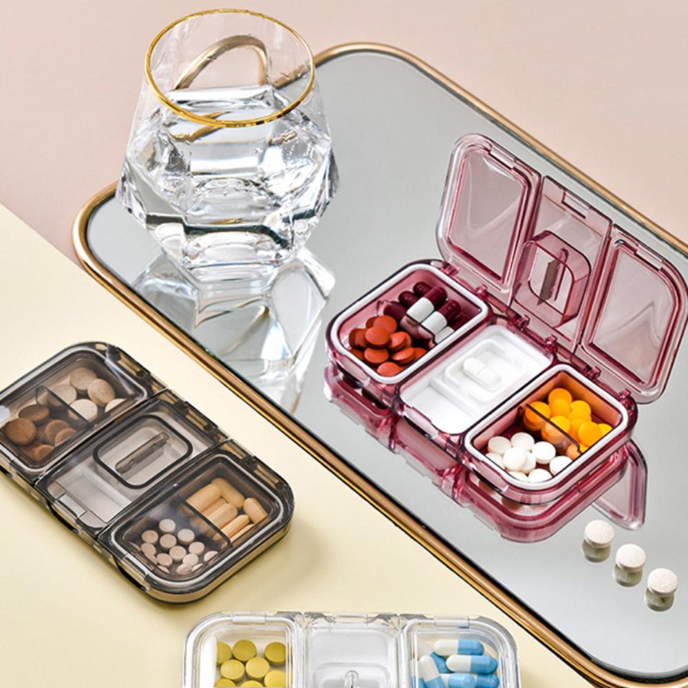 Rectangular Pill Splitter Box Frosted Weekly Pill Case  Multi Grid Split Package