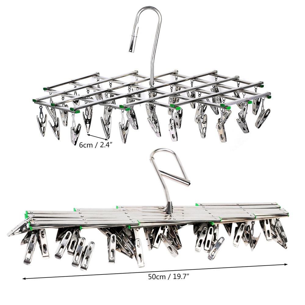 Folding Stainless Steel Draining Underwear Hooks Socks Clip Clothes Hanger Clothes Airer Dryer