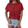 Women's Fashion Solid Color Round Neck Short Sleeved Pullover Casual T-shirt Top