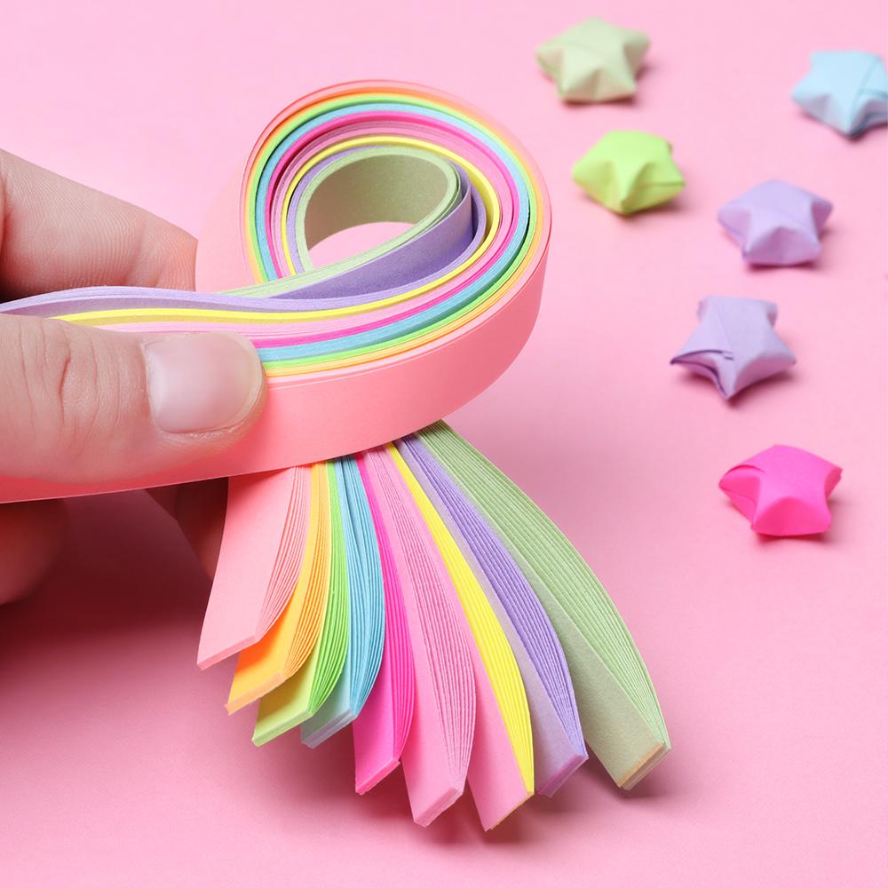 Kids Home Decor Candy Colors DIY Crafts Best Wishes Origami Paper Strips Scrapbooking Folding Star