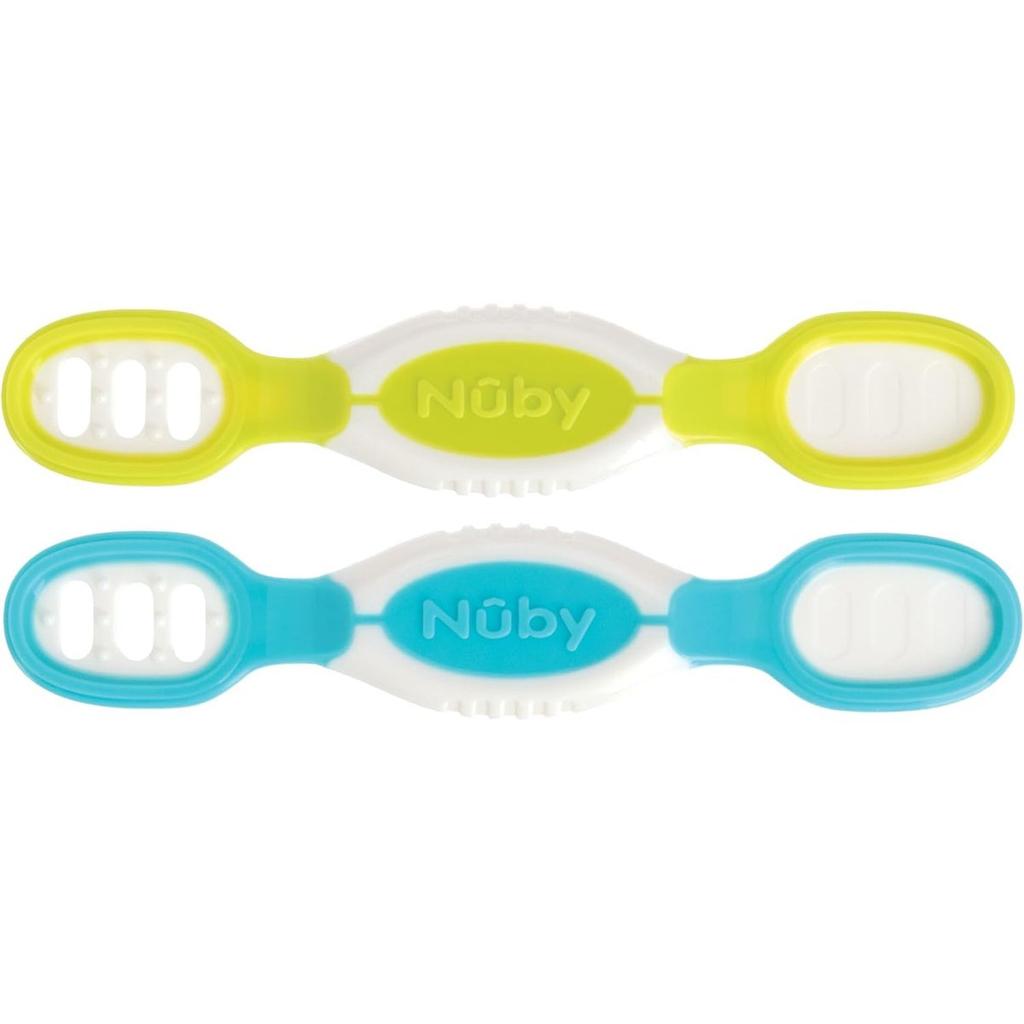 Nuby Двусторонние ложки для пюре и захвата, 2 шт., без BPA, силиконовые ложки для прикорма малышей NU-81068