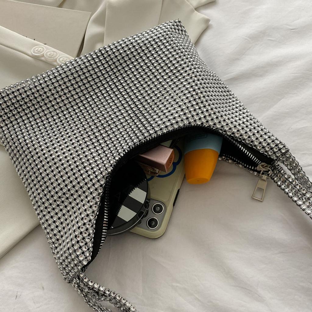 Нежная сумка через плечо для сумки со стразами, клатч, сумочка, вечерняя сумочка, серебристая блестящая сумка подмышкой на День святого Валентина