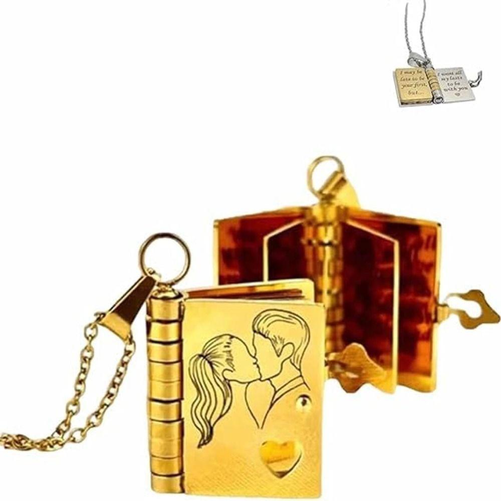 Открывающееся ожерелье-книга для дочери из нержавеющей стали золотого цвета, ожерелье-подвеска в виде мини-книги с гравированной информацией