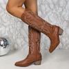 Winter Large Size 42 In Stock for Vintage Knee High Cowgirls Black Western Boots Shoes Zip Up White Cowboy Boots Women