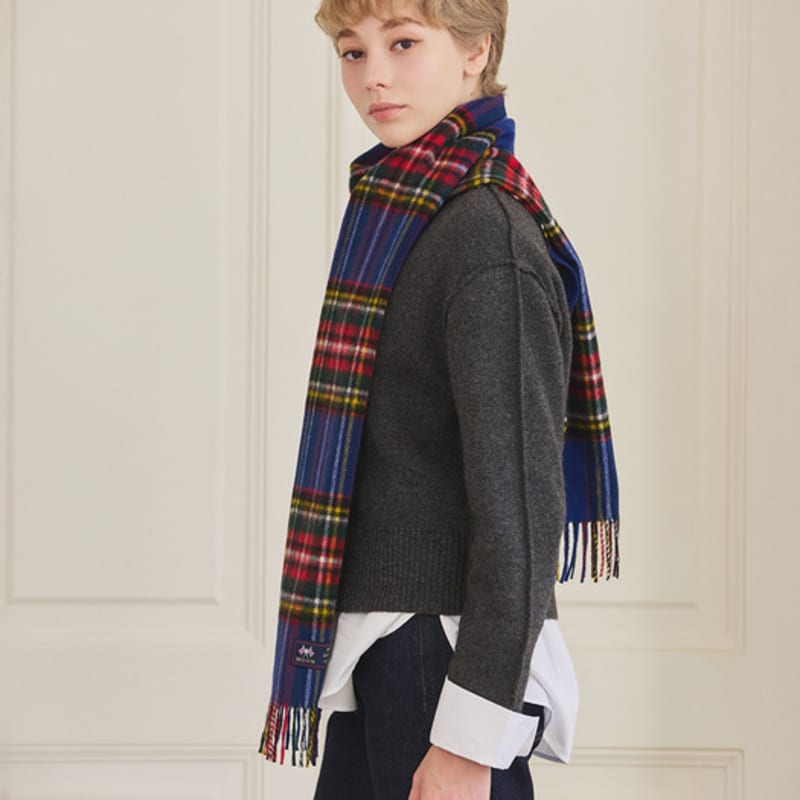 ABRAHAM MOON Шарф из мериносовой шерсти 25 см - Синий Стюарт